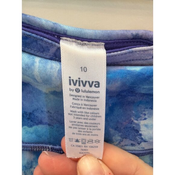 Ivivva By Lululemon Girls Size 10 Blue & Purple Printed Capri Leggings Yoga Pant - Picture 3 of 5